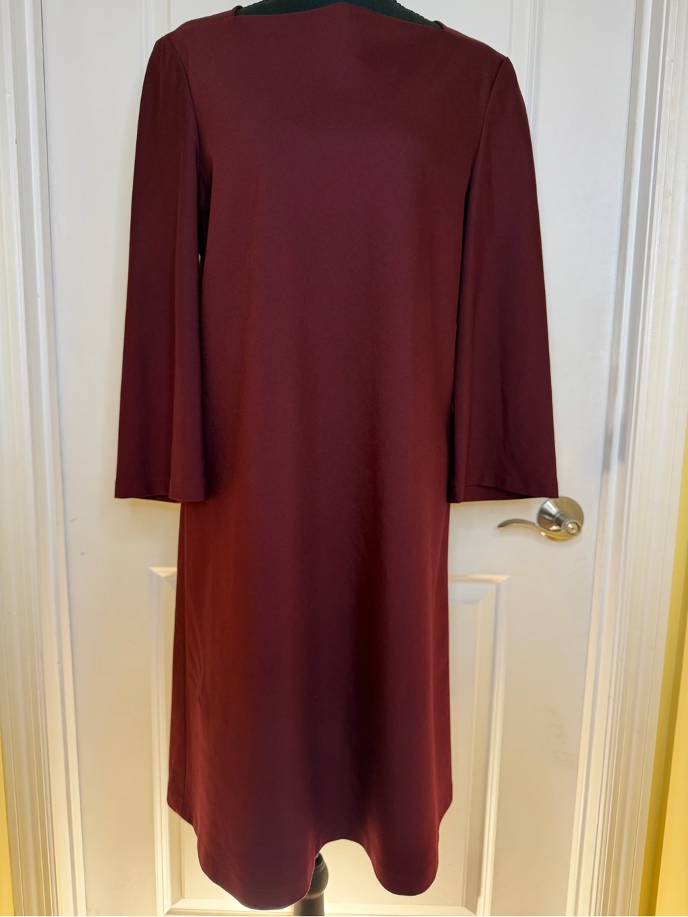 Lafayette 148 Square neck Women's Burgundy Long Sleeve A line Dress, size M